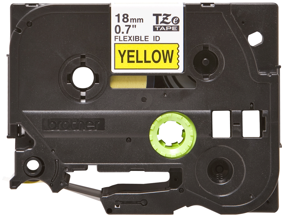 Oryginalna taśma identyfikacyjna Flexi ID TZe-FX641 firmy Brother – czarny nadruk na żółtym tle, 18mm szerokości 2